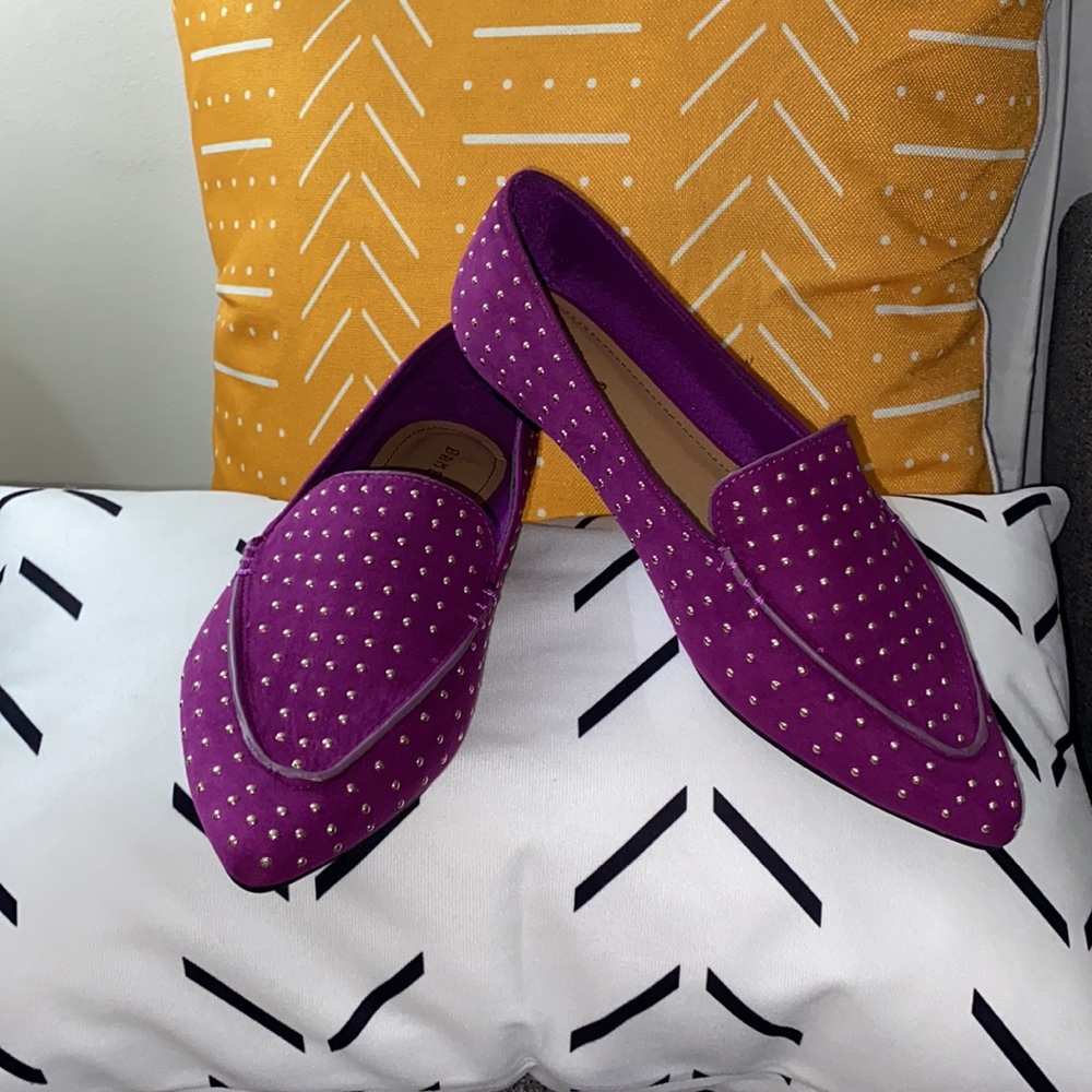 Bamboo violet/fuchsia pointed toe flat shoes